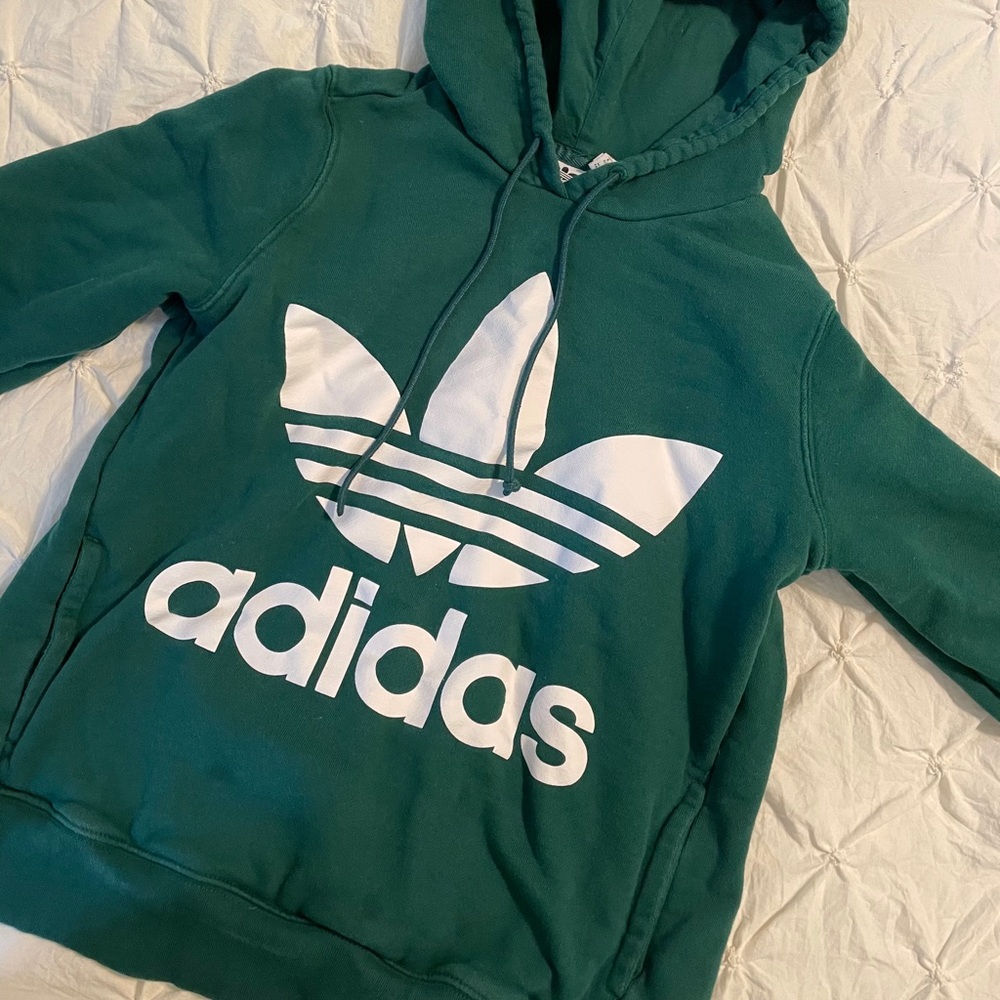 Adidas trefoil green hoodie sweatshirt top size M